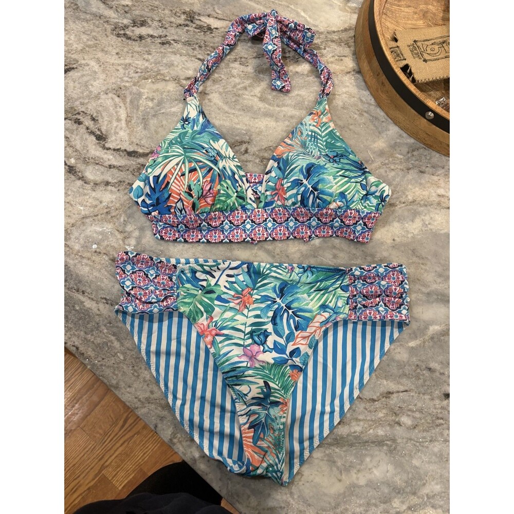 Tommy Bahama Multi-Color Reversible Bathing Suit- 10